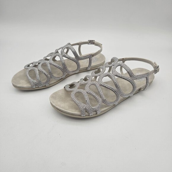 Vince Camuto Alleesha Silver Sparkly Embellished Sandals Girls Sz 5 NEW - Picture 2 of 6